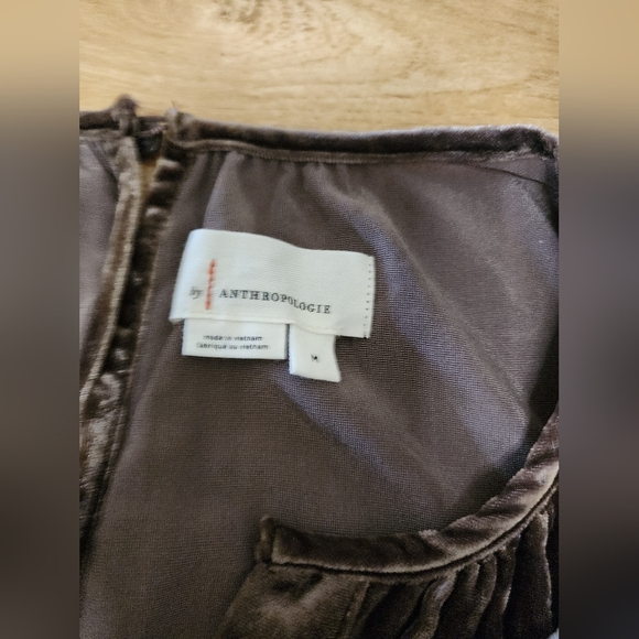 $188 Anthropologie Somerset Jumpsuit Velvet Short Sleeve Wide Leg Brown Gold M - Picture 5 of 11